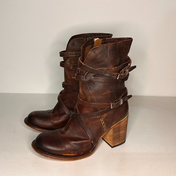 Freebird by Steven Baker Brown Leather side Zip Ankle Boots Women Size 10 - Picture 4 of 8
